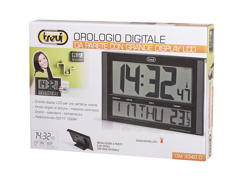 Orologio digitale da muro Lcd Trevi OM 3340 D Nero