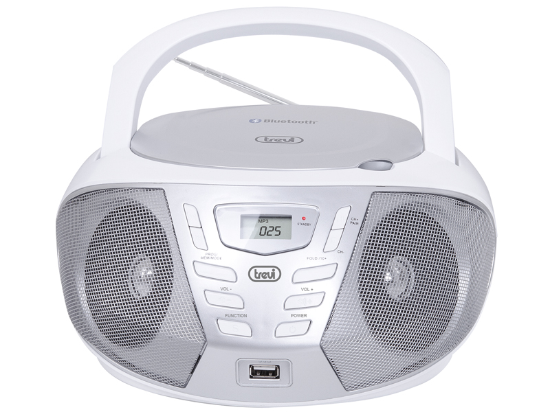 Stereo Portatile Boombox CD Radio USB AUX-IN Bluetooth TREVI CMP 558 BT  Bianco
