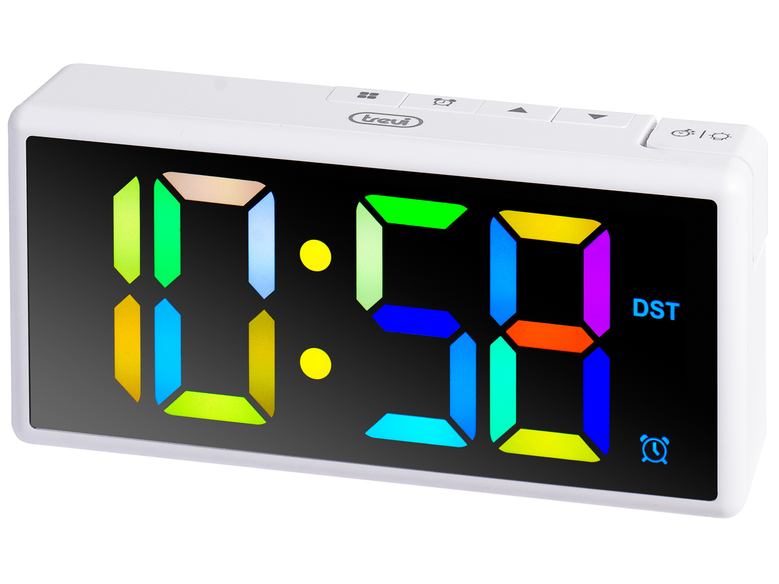 Orologio Sveglia Digitale con Grande Display Multicolore Trevi EC 886 Bianco