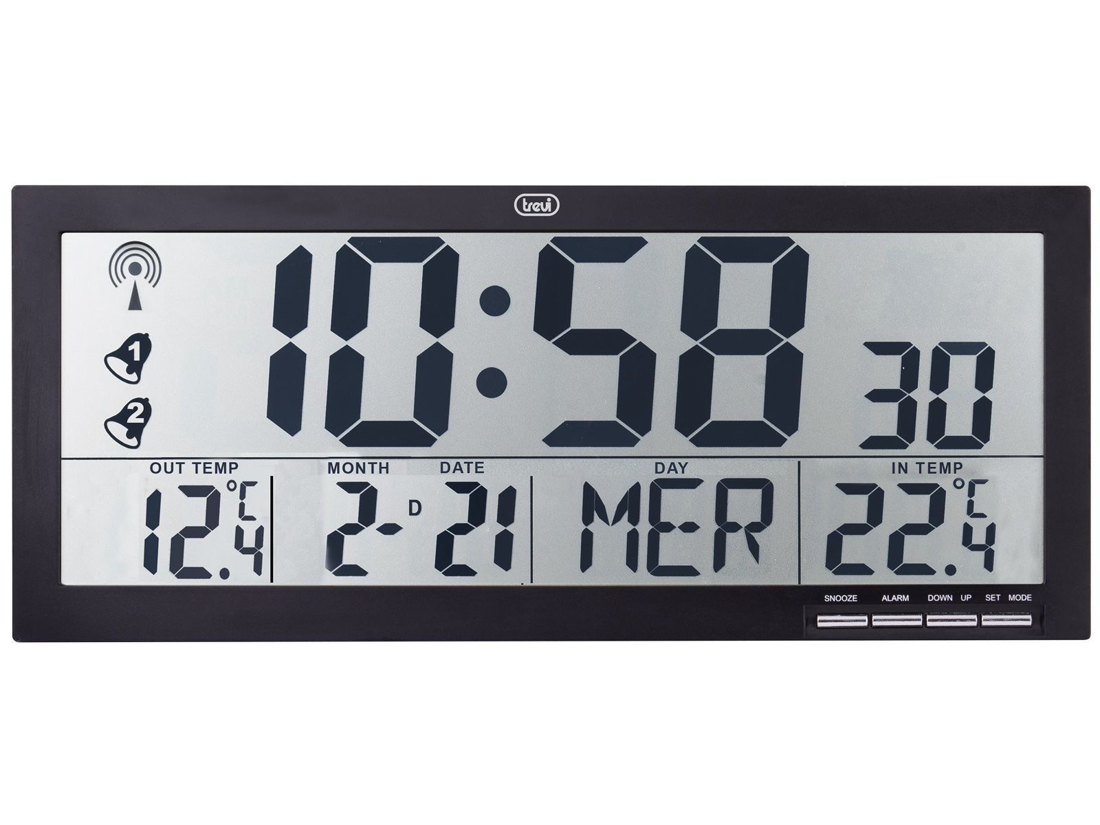 Orologio Digitale da Parete Radiocontrollato con Grande Display 42 cm Trevi  OM 3528 D Bianco
