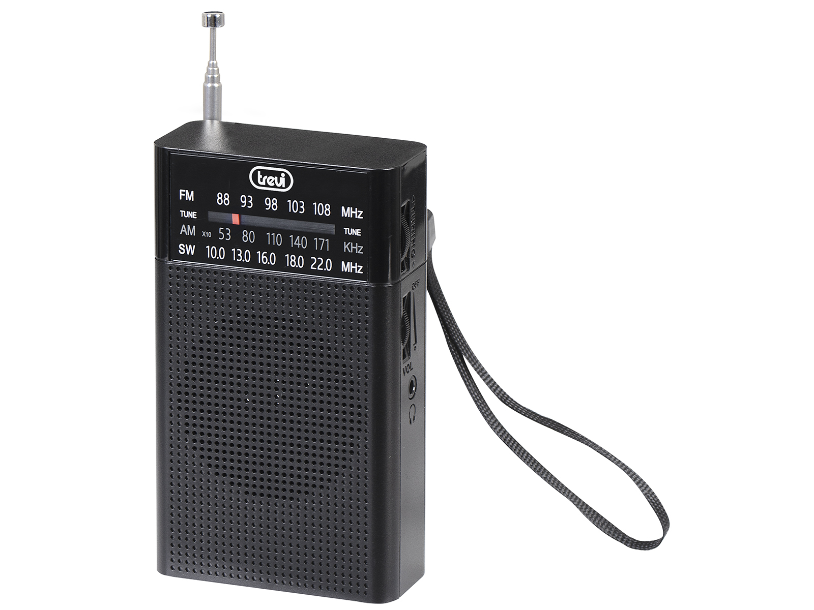 Trevi Mini Radio Portatile RA 7F15 AM FM Nera a Batterie Altoparlante Presa Cuffie 