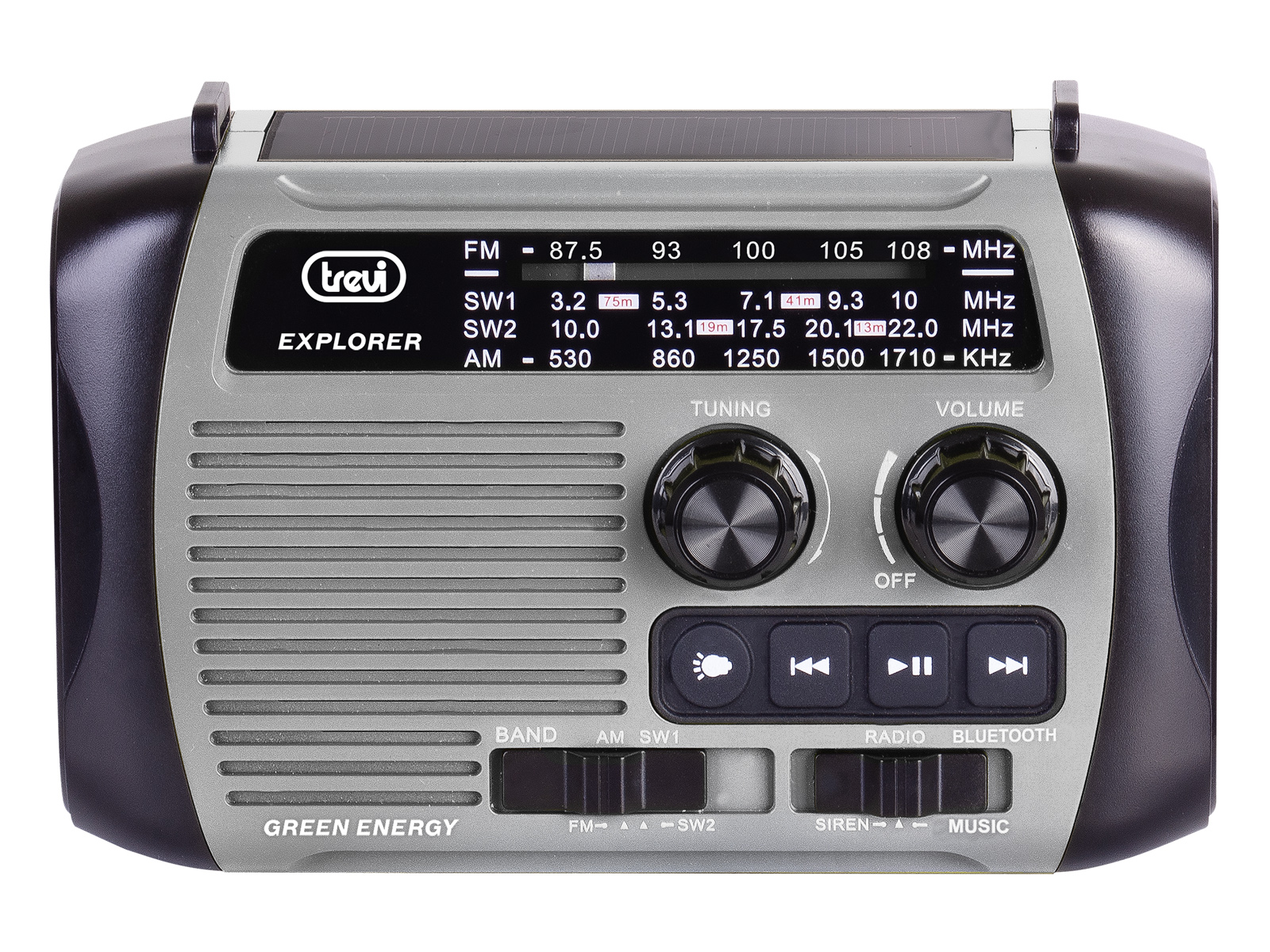 Trevi RA7F3003 Radio Portatile Dinamo e Solare USB Micro SD Wireless e Powerbank Nero Verde - Stereo e Speaker - Elettronica Trevi RA7F3003 Radio Portatile Dinamo e Solare USB Micro SD Wireless e Powerbank Nero Verde - Stereo e Speaker - Elettronica