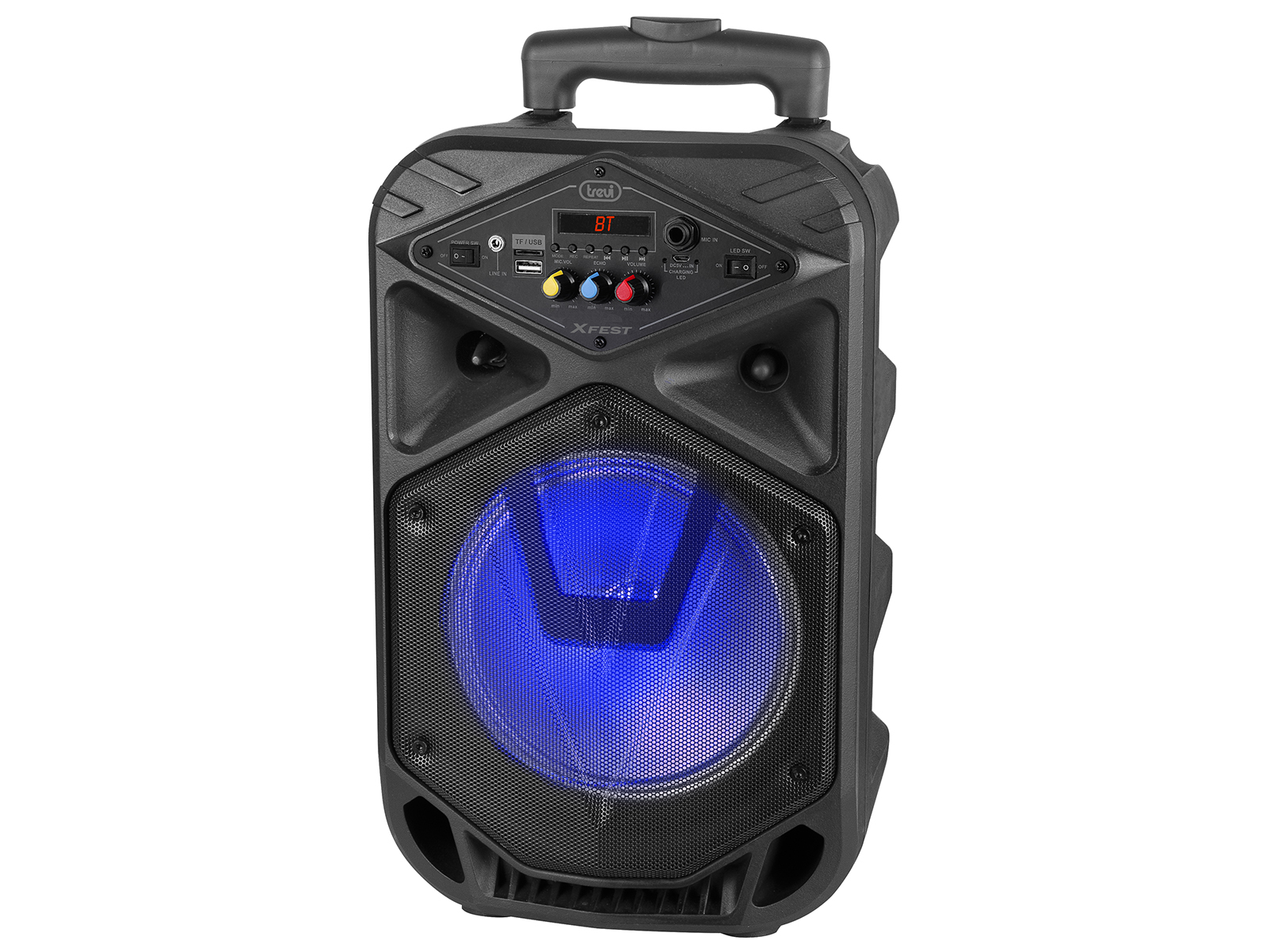 Karaoke Party Speaker con Microfono incluso Trevi XFEST XF 3800 PRO Altoparlante Amplificato con Ruote Bluetooth e Batteria Integrata USB MP3