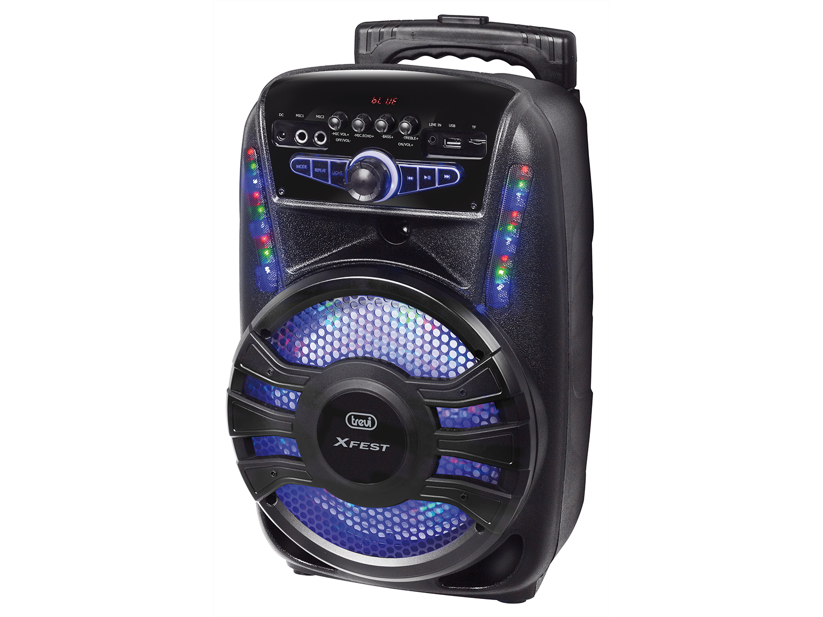 Karaoke Party Speaker con Microfono incluso Trevi XFEST XF 3800 PRO Altoparlante Amplificato con Ruote Bluetooth e Batteria Integrata USB MP3